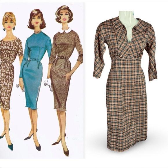 1950s plaid Wiggle dress - Picture 1 of 10